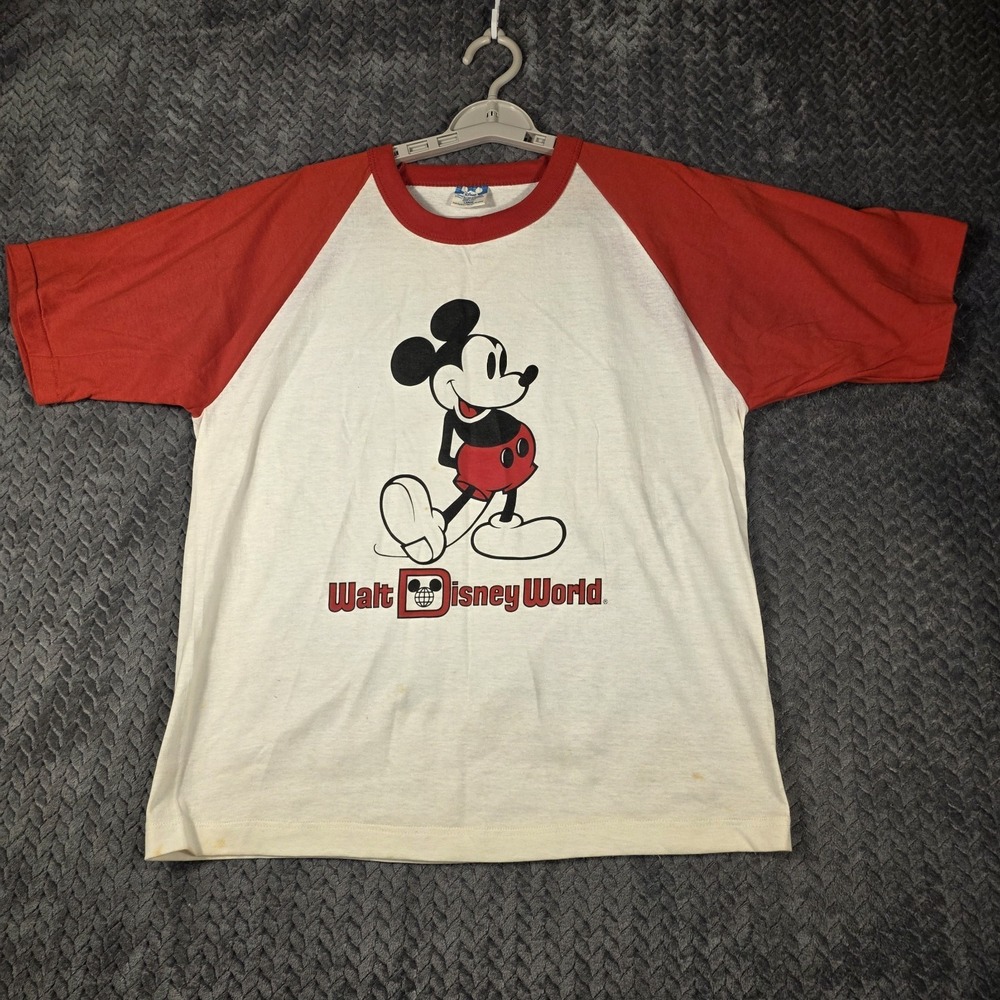 Vintage Walt Disney World Mickey Mouse Raglan T-Shirt Men's Large* Made in USA